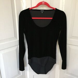 J. Crew Jeans Black Velvet Long Sleeve Bodysuit